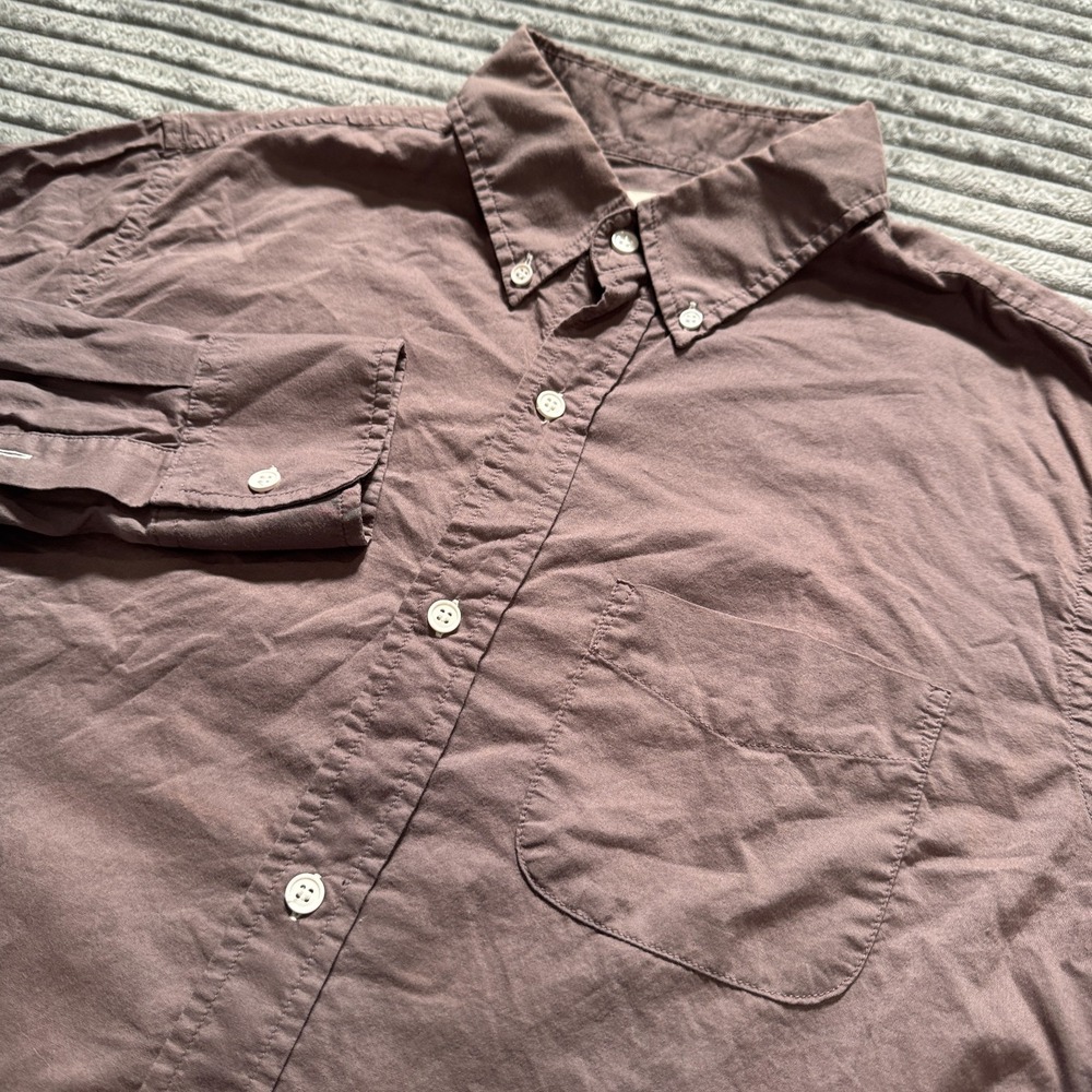 Band oF Outsiders Shirt Mens 2 Small Brown Minimal Long Sleeve Button Preppy USA